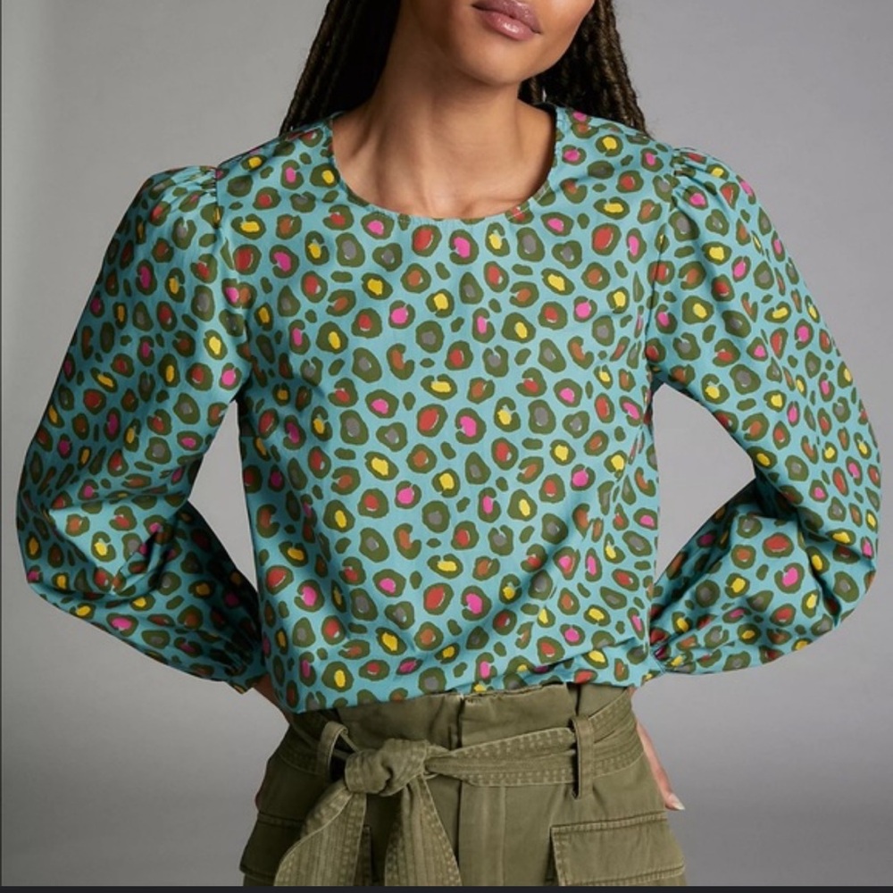 Farm Rio Hanya Puff sleeve blouse in leopard